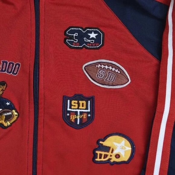 Vintage Scooby Doo Red Football Jacket Cartoon Network Red Blue Size 5 - Picture 3 of 6
